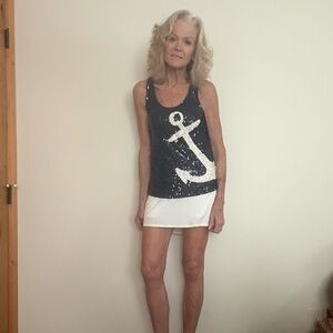 J. Crew Dark Blue Sequin Anchor Tank Top